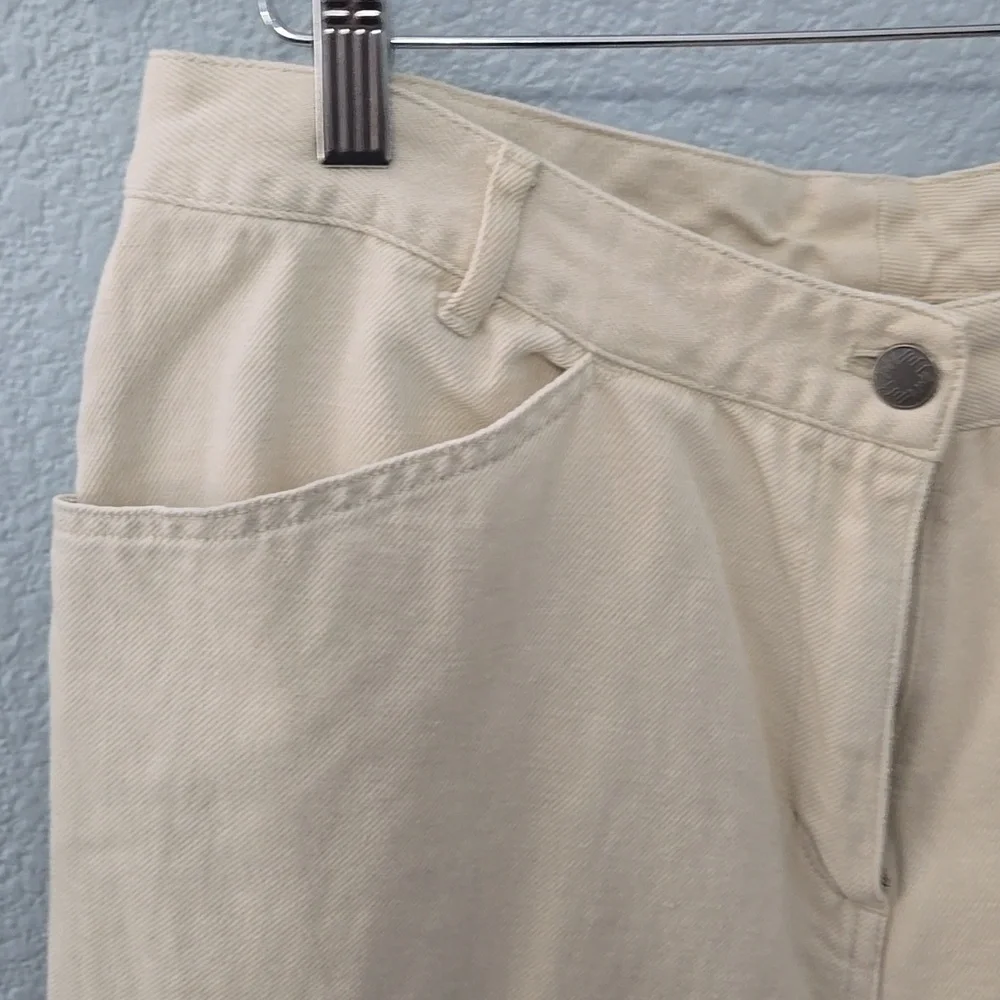 J. JILL Cream Wide Leg Denim Cotton Linen Blend Cropped Jeans Pants Sz 14